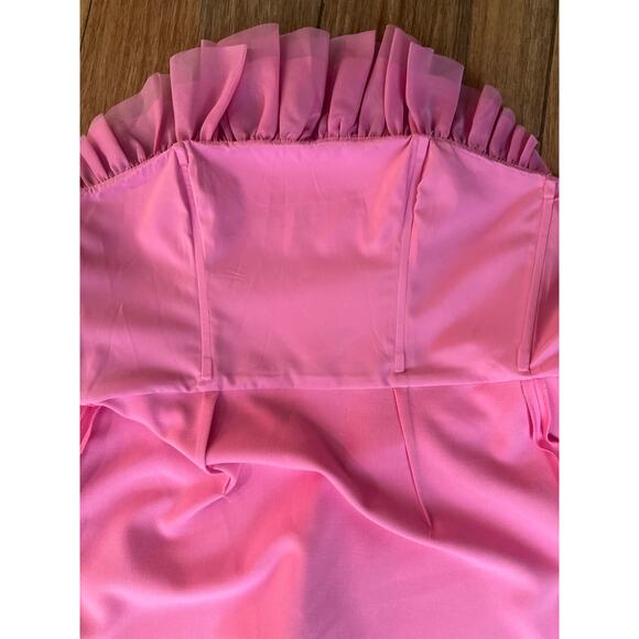 NWT French Connection Pink Organza Strapless Mini Dress, Size 6 - Picture 5 of 10